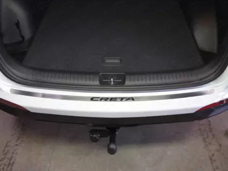 Накладка на задний бампер (лист шлифованный надпись Creta) ТСС для Hyundai Creta 2016 -