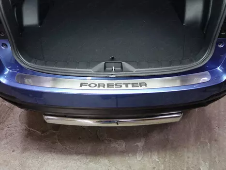 Накладка на задний бампер (лист шлифованный надпись Forester) Компания ТСС SUBFOR16-23 Subaru Forester 2016 - 2018