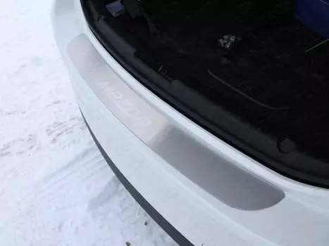 Накладка на задний бампер (лист шлифованный надпись Mazda) ТСС MAZ615-10для Mazda 6 (2015 - 2017)