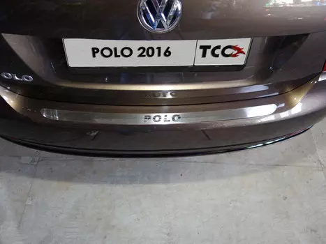 Накладка на задний бампер (лист шлифованный надпись Polo) Компания ТСС VWPOLO16-15 Volkswagen Polo 2015 - 2019