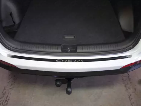 Накладка на задний бампер (лист зеркальный надпись Creta) ТСС для Hyundai Creta 2016 -