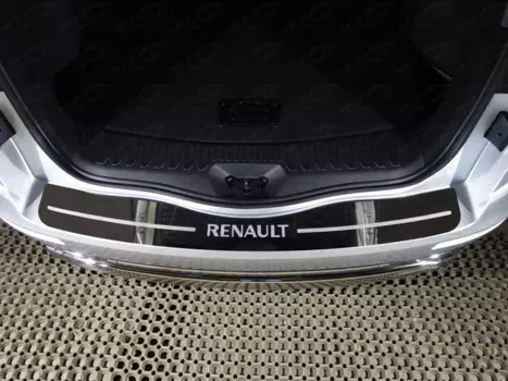 Накладка на задний бампер (лист зеркальный надпись Renault) ТСС RENKOL17-15 для Renault Koleos 2017 -