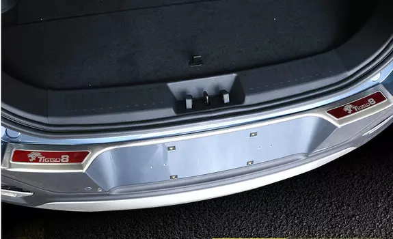Накладка на задний бампер (нержавеющая сталь) для Chery Tiggo 8 (2018 - 2019)