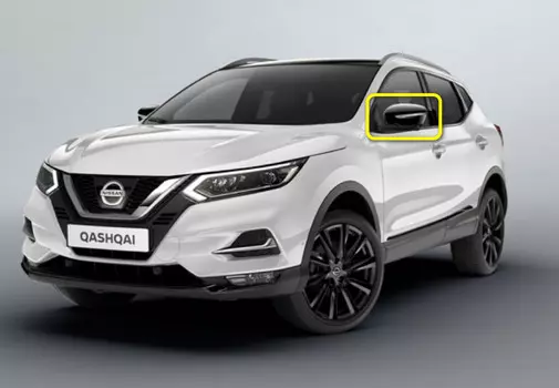Накладки (крышки) на боковые зеркала (черный глянец) Nissan KE960HV00N для Nissan Qashqai 2019 -