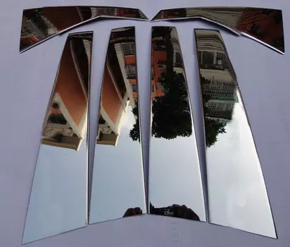 Накладки на боковые стойки (хром) для Hyundai Grand Santa Fe (2012 - 2018)