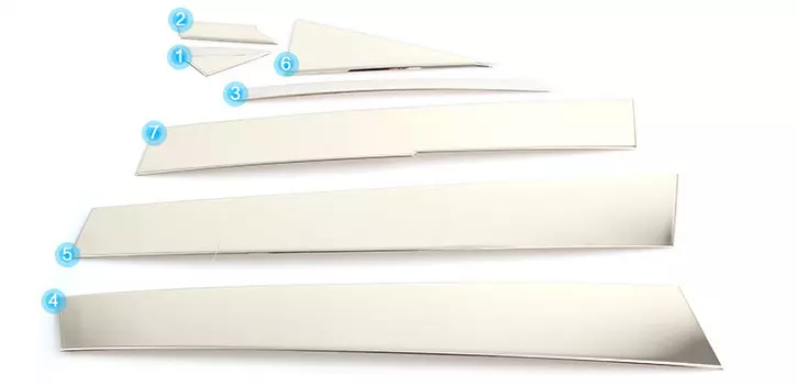 Накладки на боковые стойки (хром, разные варианты) для Subaru Forester 2013 - 2015