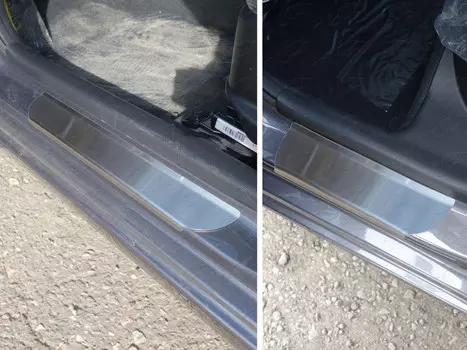 Накладки на дверные пороги (лист шлифованный) Компания ТСС KIARIO11-04 KIA Rio III 2011 - 2014