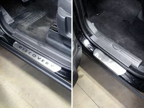 Накладки на дверные пороги (лист шлифованный надпись Discovery) Компания ТСС LRDIS15-04 Land Rover Discovery IV 2010 - 2014