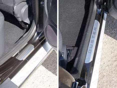 Накладки на дверные пороги (лист шлифованный надпись Duster ) Компания ТСС RENDUST15-21 Renault Duster 2015-