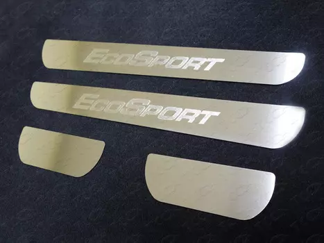 Накладки на дверные пороги (лист шлифованный, надпись "EcoSport") TCC FORECOSPOR14-26 для Ford EcoSport 2018 -