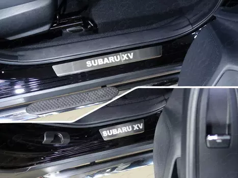 Накладки на дверные пороги (лист шлифованный надпись Subaru XV) 4шт Компания ТСС SUBXV17-28 Subaru XV 2017-