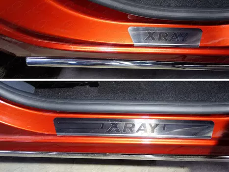 Накладки на дверные пороги (лист шлифованный надпись XRAY) Компания ТСС LADXRAY16-05 Lada X-Ray 2016-