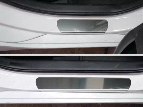 Накладки на дверные пороги (лист зеркальный) Компания ТСС HYUNI4016-02 Hyundai i40 2012 - 2015