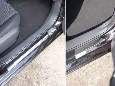 Накладки на дверные пороги (лист зеркальный) Компания ТСС NISTII15-04 Nissan Tiida