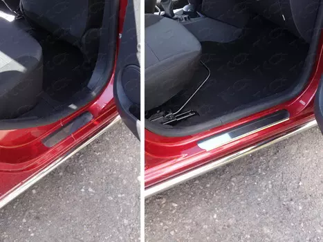 Накладки на дверные пороги (лист зеркальный) Компания ТСС RENLOG15-07 Renault Logan 2014 - 2018