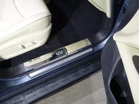 Накладки на дверные пороги (лист зеркальный логотип Infiniti) Компания ТСС INFQX6016-07 Infiniti QX60 2016-