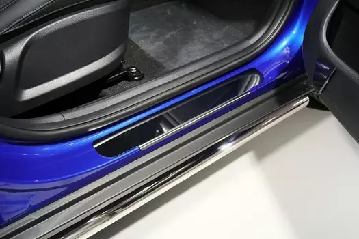 Накладки на дверные пороги (лист зеркальный) (ТСС) KIASELT20-01 для КИА Селтос (KIA Seltos) 2020