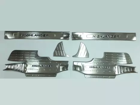 Накладки на дверные пороги логотипа (чёрные) 6 частей, нерж. OEM-Tuning CNT17-15HLD-018NCB Toyota Highlander 2014 -