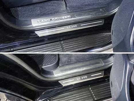 Накладки на дверные пороги с гибом (лист шлифованный с надписью) 4шт (кроме Executive) Компания ТСС TOYLC20015-30 Toyota Land Cruiser J200 2015-