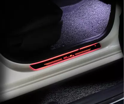 Накладки на дверные пороги с LED-подсветкой и датчиком движения для KIA Cerato (2018 - 2019)