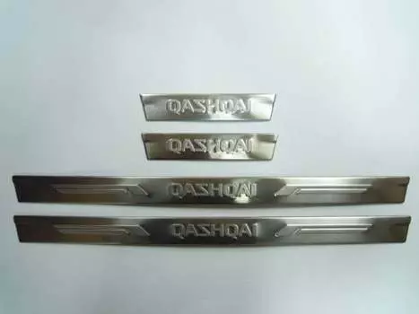 Накладки на дверные пороги с логотипом, нерж. JMT 24525 для Nissan Qashqai 13-