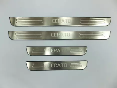 Накладки на дверные пороги с логотипом (нержавеющая сталь) JMT 24496 Kia Cerato 2013 -