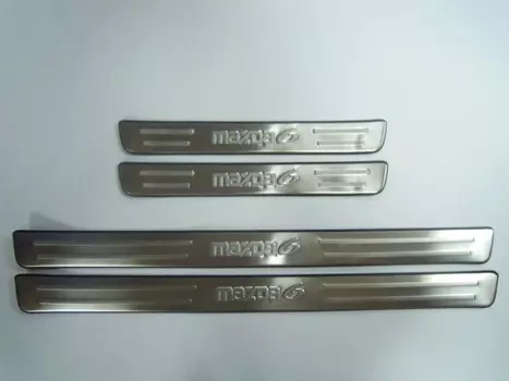 Накладки на дверные пороги с логотипом (нержавеющая сталь) JMT 24502 Mazda 6 2007 - 2009