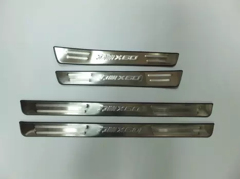 Накладки на дверные пороги с логотипом (нержавеющая сталь) JMT 25156 Lifan X60 2012 -