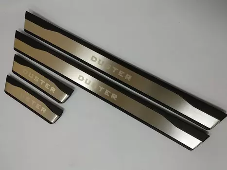 Накладки на дверные пороги с логотипом (нержавеющая сталь) JMT 82405 Renault Duster 2011 -