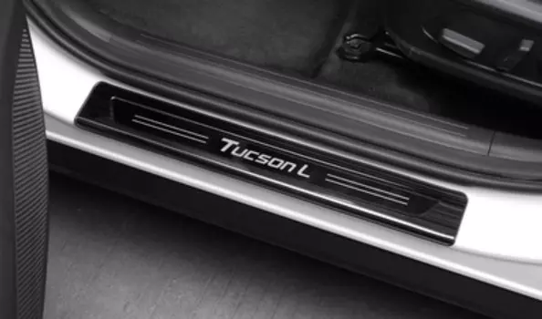 Накладки на порог (внешние, черные) Point Bin PNT00354 для Hyundai Tucson (4G) 2021-