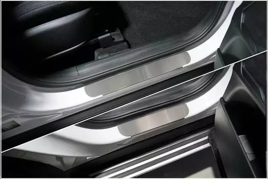 Накладки на пороги (лист шлифованный) 4 штуки HYUNSF21-02 Компания ТСС для Hyundai Santa Fe (4G) TM рест. 2021-