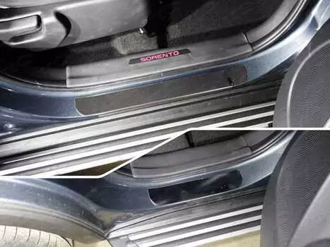 Накладки на пороги (лист зеркальный, 4шт) TCC KIASOR12-30 Kia Sorento 2012-2020