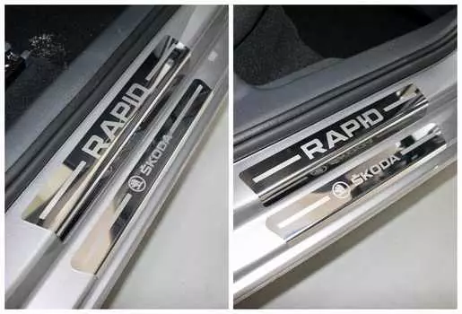 Накладки на пороги внутренние и внешние TCC SKORAP20-12 Skoda Rapid 2020-