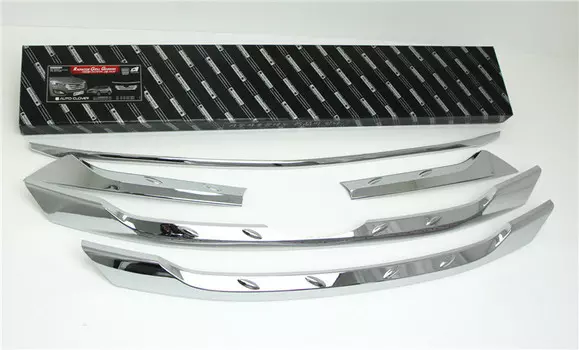 Накладки на решетку радиатора (хром) для Hyundai Santa Fe 2015 -