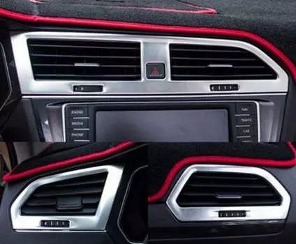 Накладки на вентиляцию торпеды, нерж. сталь, 3 части OEM-Tuning 37160 для Volkswagen Tiguan 2017-