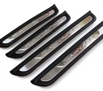 Накладки на внешние дверные пороги (нержавеющая сталь) для Санта Фе 4 (Hyundai Santa Fe 2018 - 2019)