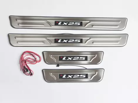 Накладки на внешние пороги OPTIMAL с подсветкой LED для Creta (Крета)