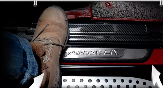 Накладки на внутренние дверные пороги (нержавеющая сталь) для Санта Фе 4 (Hyundai Santa Fe 2018 - 2019)