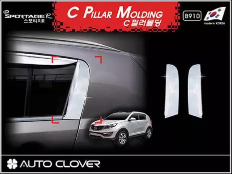 Накладки на задние стойки (хром) Auto Clover для Hyundai Grand Santa Fe (2012 - 2018)