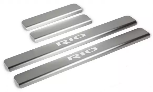 Накладки порогов (нержавеющая сталь, серебристый) Rival NP.2801.3 Kia Rio 2011 - 2017