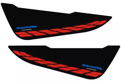 Накладки светодиодные на задние форточки (стиль разный) для Санта Фе 4 (Hyundai Santa Fe 2018 - 2019)
