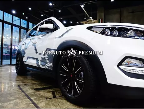 Наклейки на кузов (большие разные) для Санта Фе 4 (Hyundai Santa Fe 2018 - 2019)