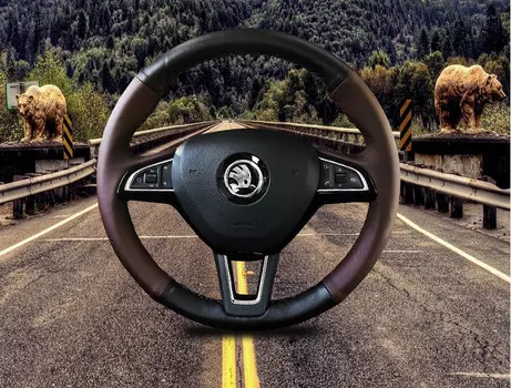 Оплетка руля (экокожа) Skoda Karoq 2020 (Шкода Карок)