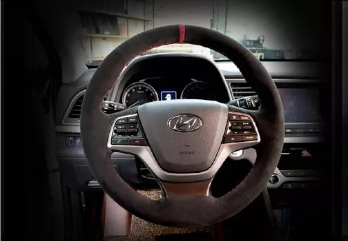 Оплетка руля (алькантара) для Hyundai Elantra 2019 -