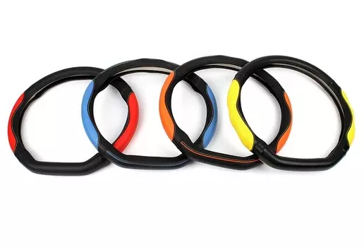 Оплетка руля с цветной проставкой (кожа) для Volkswagen Tiguan 2017-