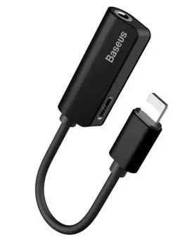 Переходник Lightning - Lightning/jack 3.5мм, черный Baseus BASE00121