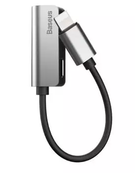 Переходник Lightning - Lightning/jack 3.5мм, серый Baseus BASE00122