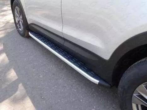 Пороги алюминиевые с пластиковой накладкой TCC HYUNSF12-13AL Hyundai Santa Fe 2018