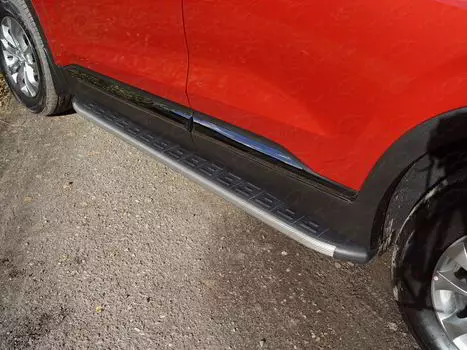 Пороги алюминиевые с пластиковой накладкой TCC HYUNSF18-24GR Hyundai Santa Fe 2018-