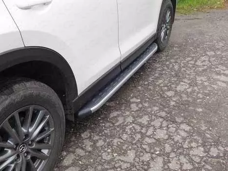Пороги алюминиевые с пластиковой накладкой TCC MAZCX517-29SL Mazda CX-5 2017-